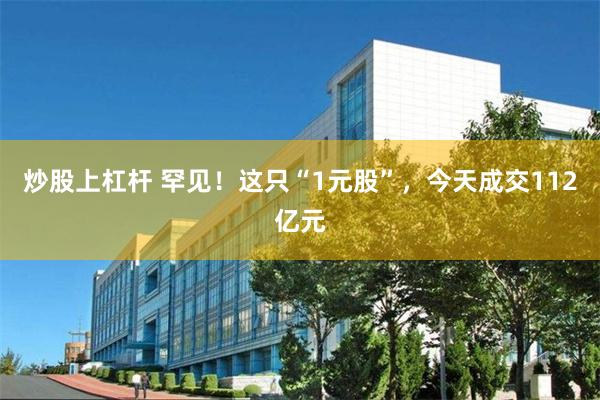 炒股上杠杆 罕见！这只“1元股”，今天成交112亿元