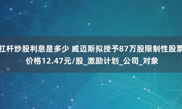杠杆炒股利息是多少 威迈斯拟授予87万股限制性股票 价格12.47元/股_激励计划_公司_对象