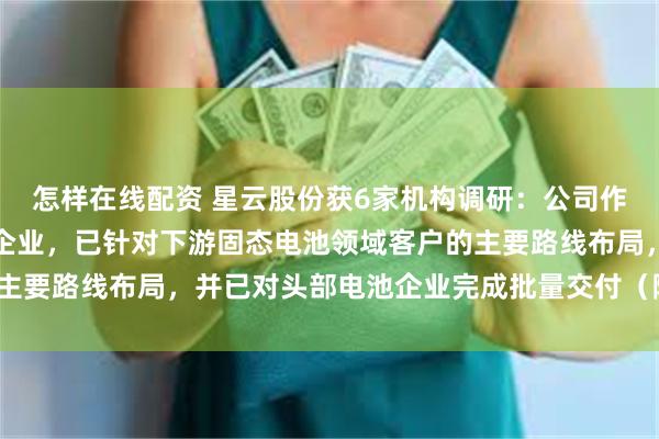 怎样在线配资 星云股份获6家机构调研：公司作为锂电池检测技术领先企业，已针对下游固态电池领域客户的主要路线布局，并已对头部电池企业完成批量交付（附调研问答）