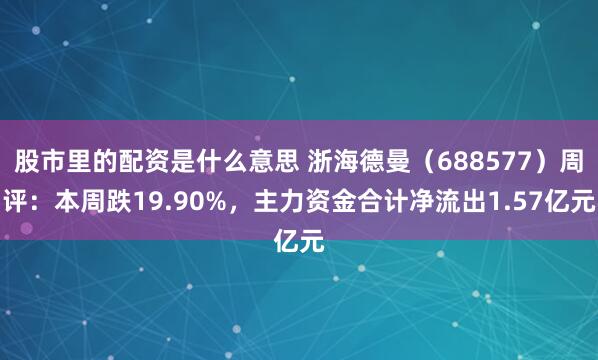 股市里的配资是什么意思 浙海德曼(688577)周评:本周跌19.90%,主力资金合计净流出1.57亿元